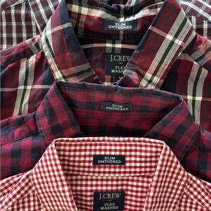 4 J. Crew Men's Slim Untucked Plaid Shirt - Red and Black (entire lot of 4 shirt